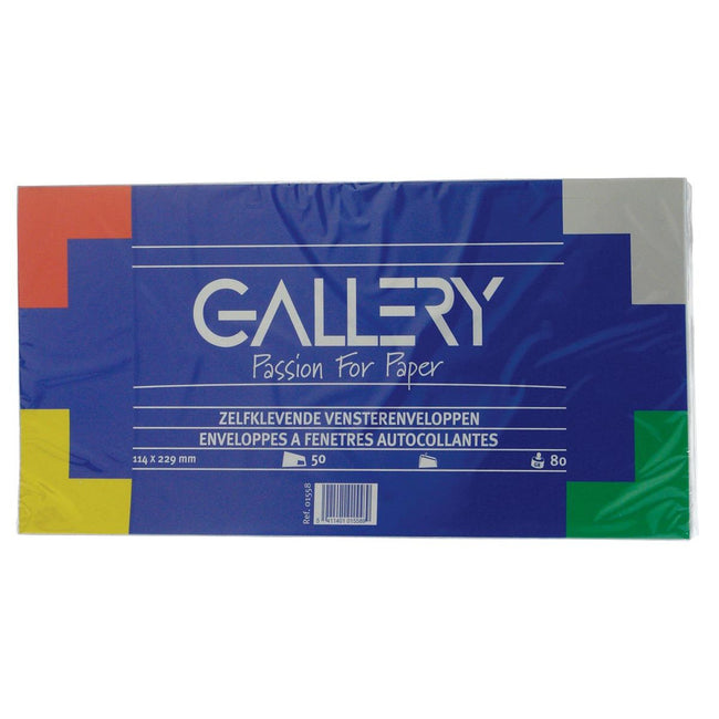 Gallery -   enveloppen ft 114 x 229 mm, met venster rechts, stripsluiting, pak van 50 stuks