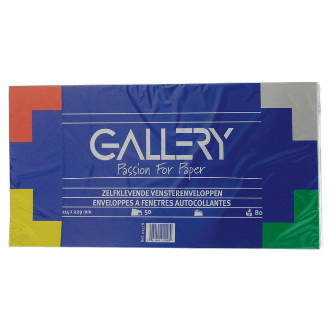 Gallery - Gallery enveloppen ft 114 x 229 mm, met venster rechts, stripsluiting, pak van 50 stuks