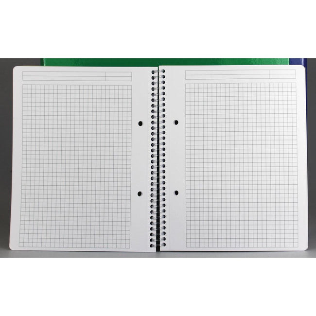 Galerie - Cahier à spirale traditionnel en format A4, quadrillé 5 mm, couleurs assorties, 160 pages