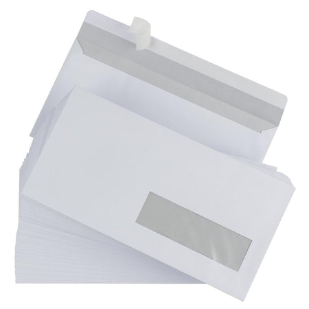 Gallery - buste ft 110 x 220 mm, finestra destra, chiusura a nastro, scatola da 500 pezzi