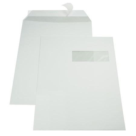Gallery - buste ft 229 x 324 mm, finestra destra, chiusura a nastro, interno grigio, scatola da 250 pezzi