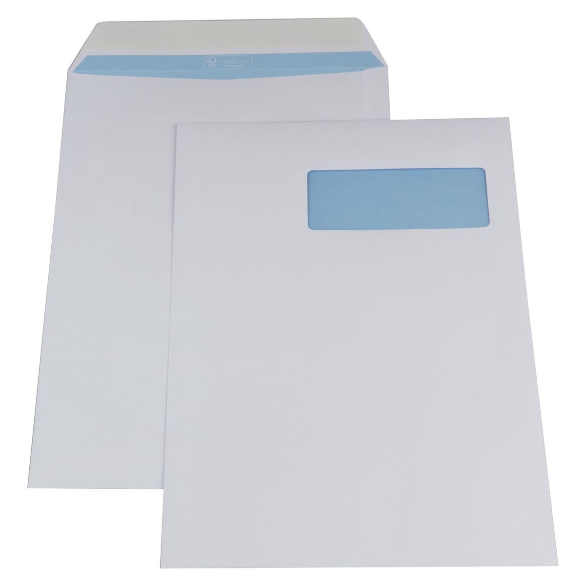 Galerie - Galerie enveloppes FT 230 x 310 mm, fenêtre droite, fermeture de bande, bleu intérieur, boîte de 250 pièces