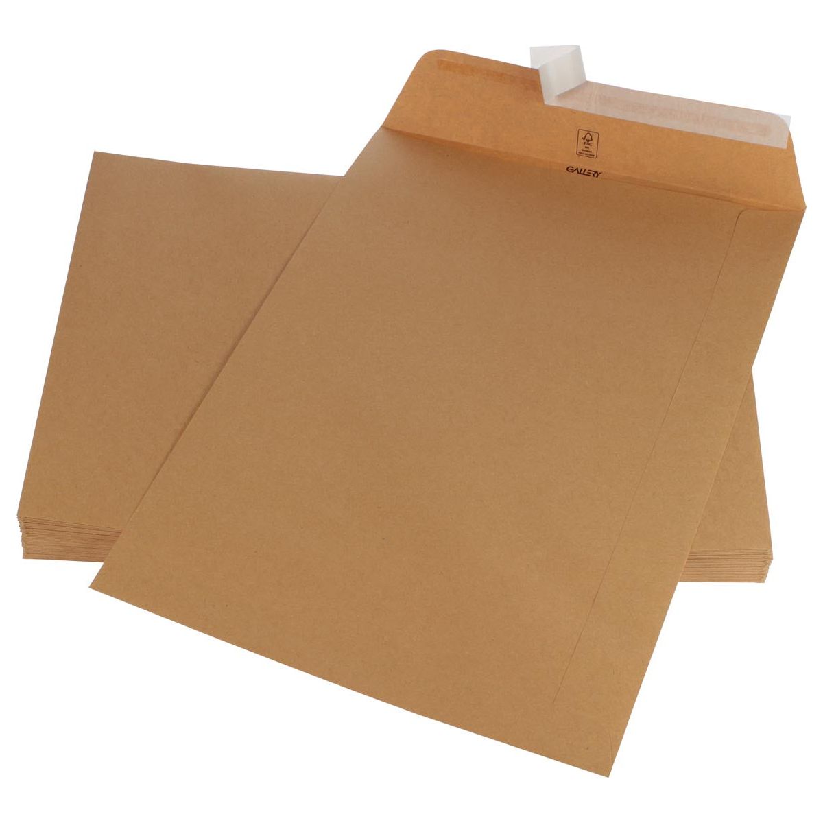 Gallery - Gallery enveloppen ft 250 x 353 mm, stripsluiting, bruine kraft, doos van 250 stuks