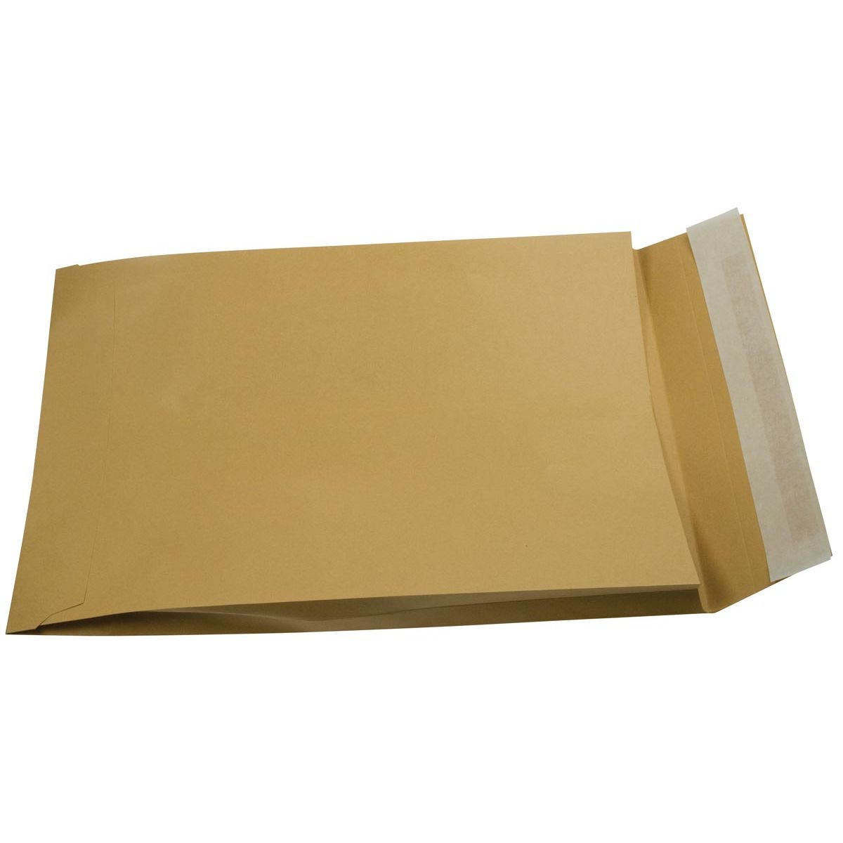 Galería - sobres con fuelle pies 229 x 324 x 35 mm, cierre de tira, kraft marrón, caja de 250 piezas