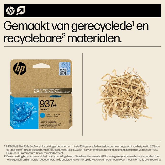 HP -  Inktcartridge 4S6W6NE 937E Evomore blauw
