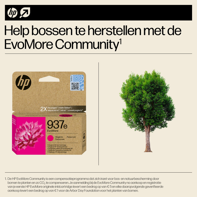 HP -  Inktcartridge  4s6w7ne 937e evomore rood