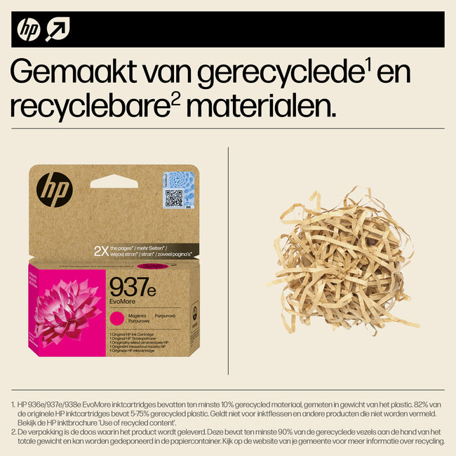 HP -  Inktcartridge  4s6w7ne 937e evomore rood