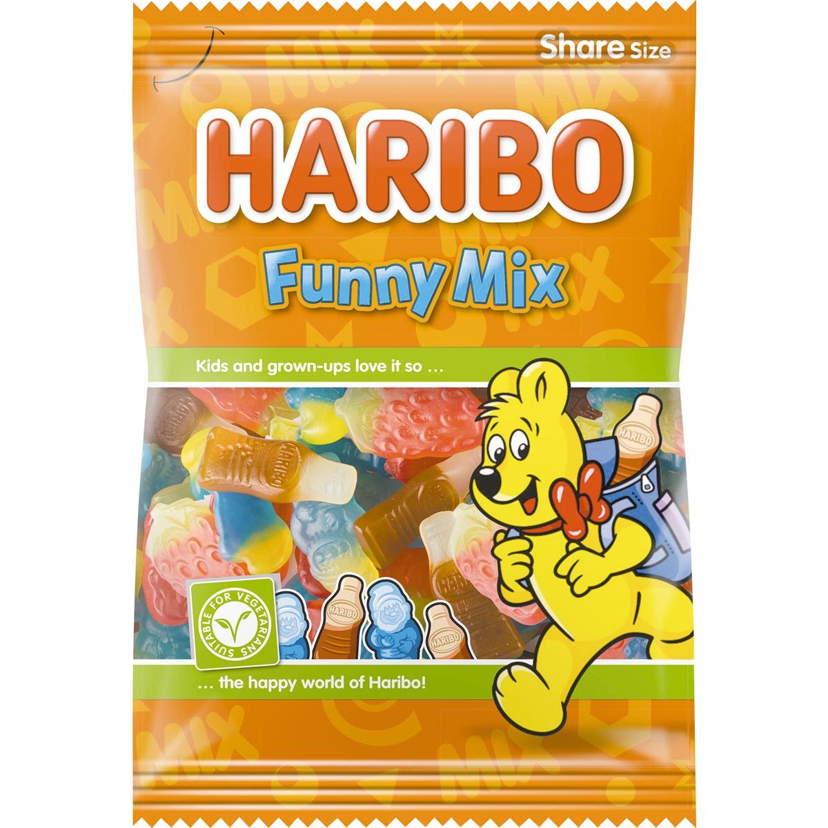 Haribo -  snoep funny-mix, zak van 185 g