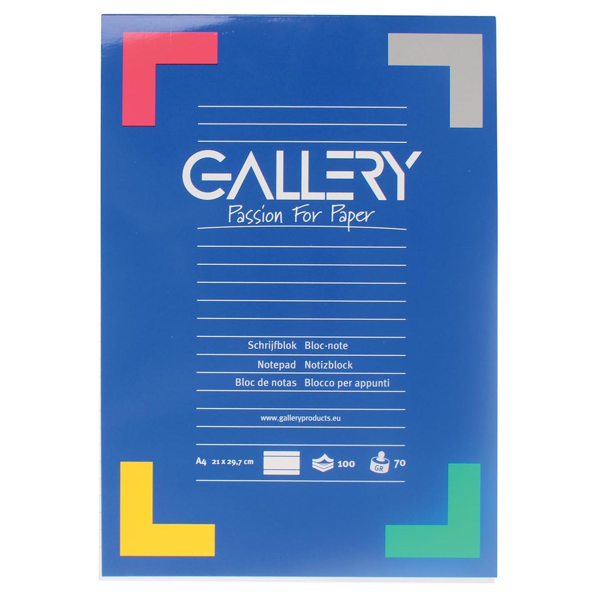 Gallery - Gallery schrijfblok, ft A4, gelijnd, 100 vel