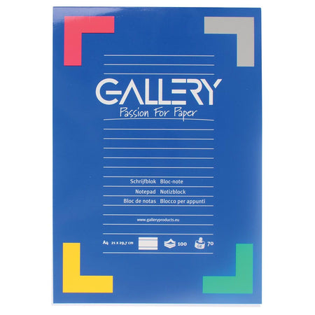 Gallery - blocco note, formato A4, a righe, 100 fogli