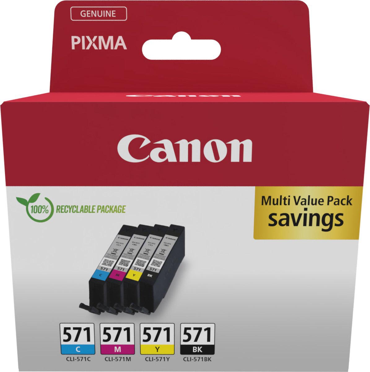 Canon - inktcartridge CLI-571, 345 pagina's, OEM 0386C009, 4 kleuren