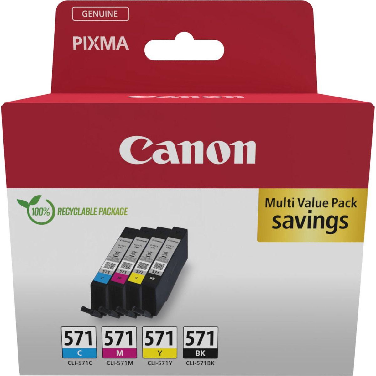 Canon - inktcartridge CLI-571, 345 pagina's, OEM 0386C009, 4 kleuren