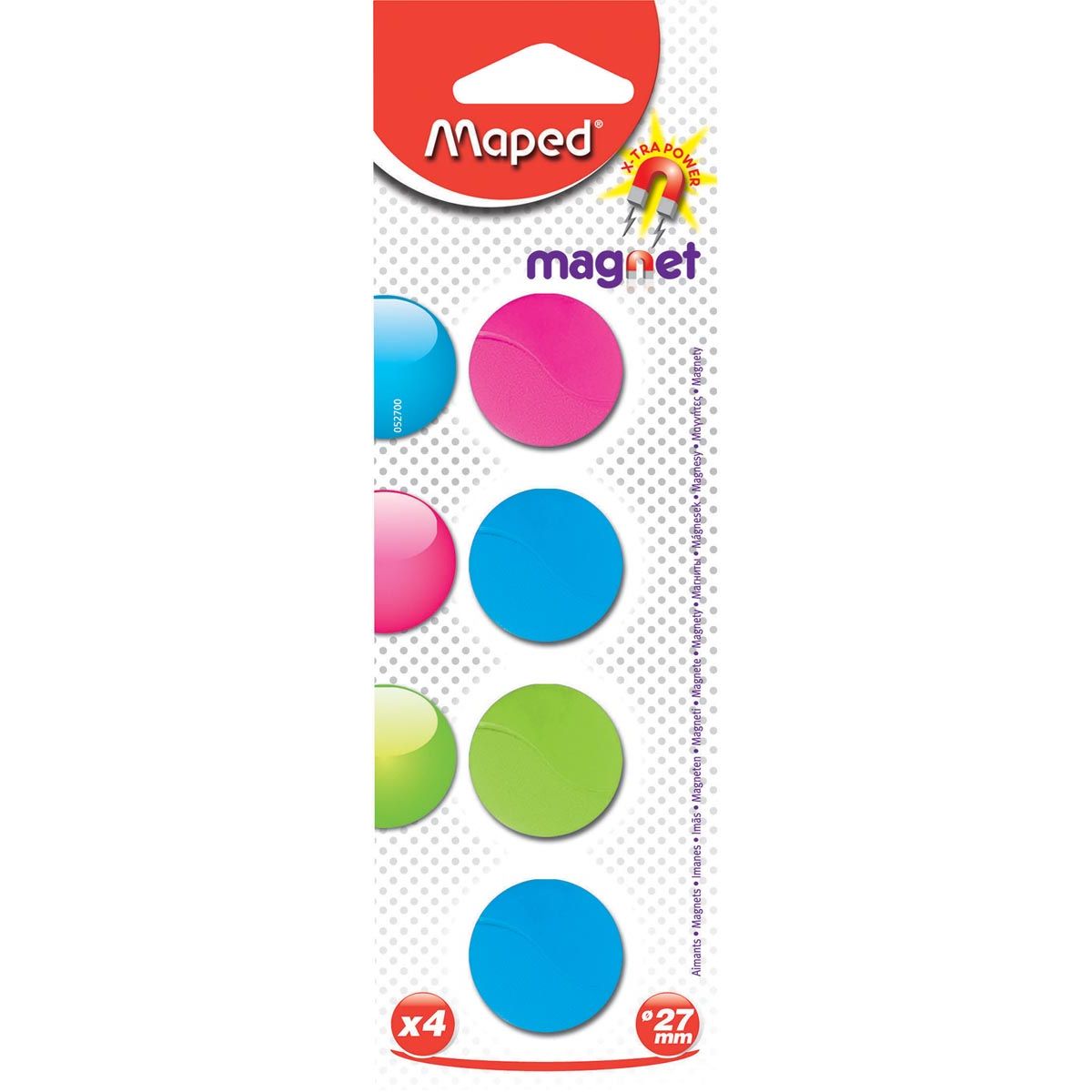 Maped Office - magneti, 27 mm, colori assortiti, blister da 4 pezzi