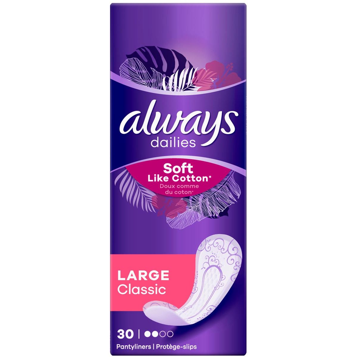 Always - Protège-slips Soft Like Cotton Large Classic, paquet de 30 pièces