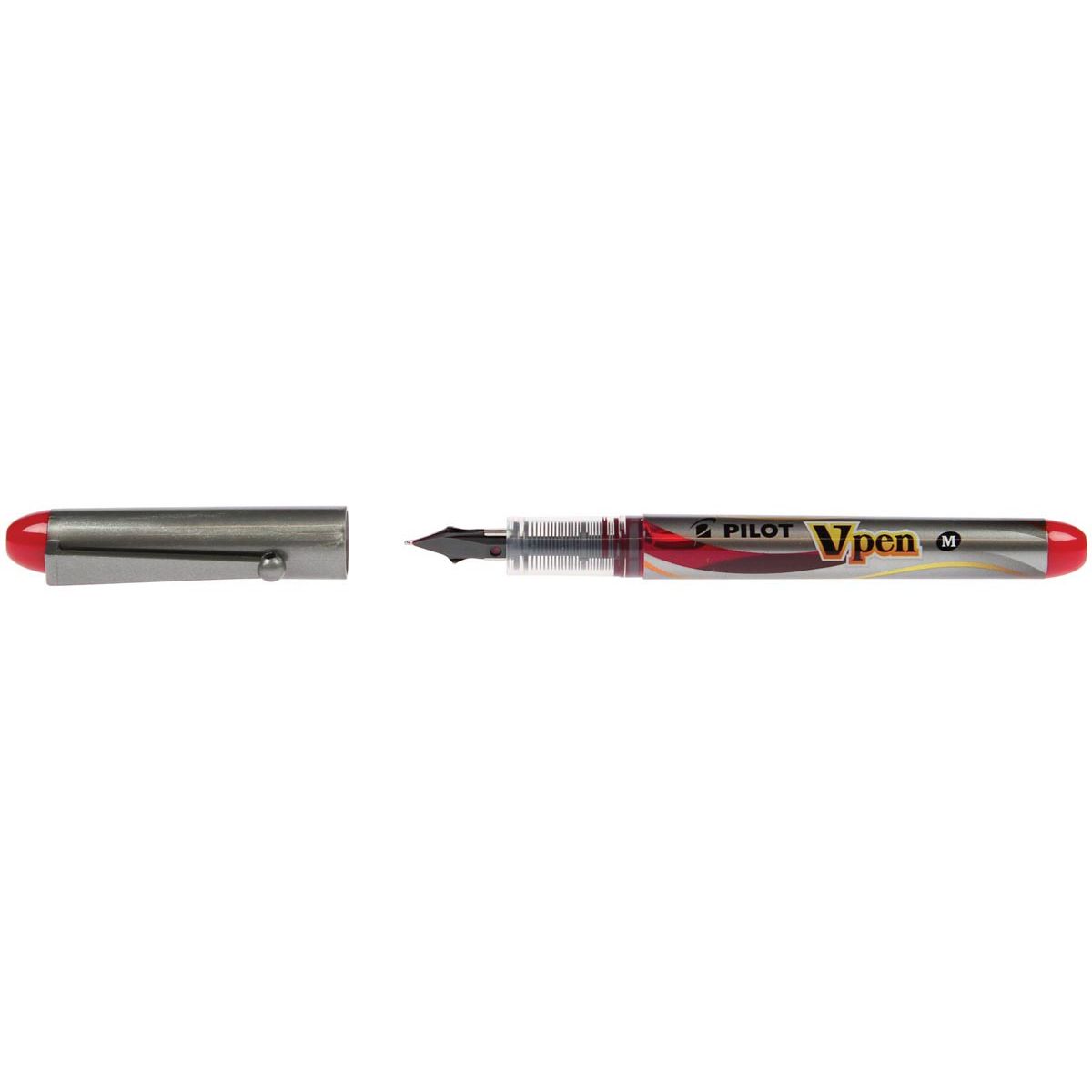 Pilot - penna stilografica V-Pen Silver rossa