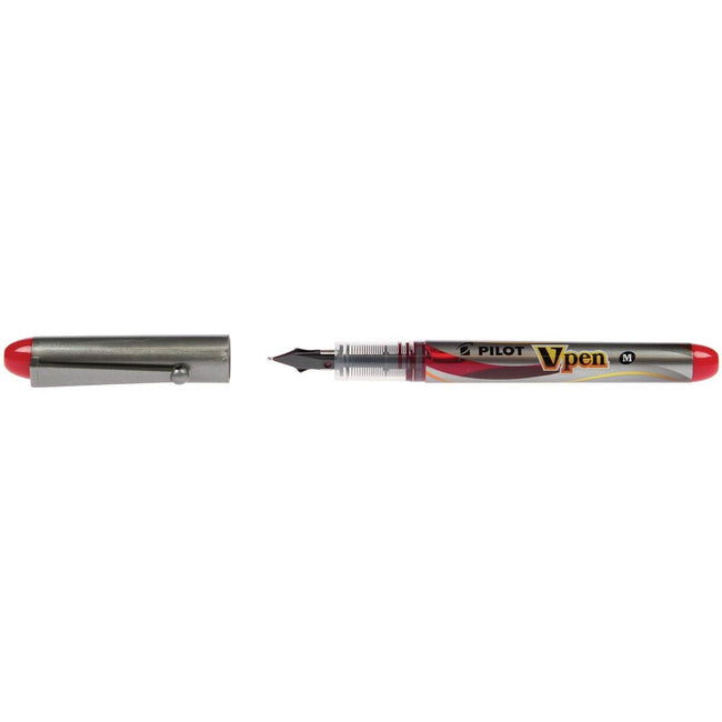 Pilot - pluma estilográfica V-Pen Plata rojo