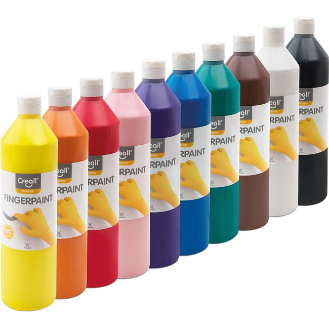 Creall - Paint Finger Happy, réglé avec 10 bouteilles de 750 ml en couleurs assorties