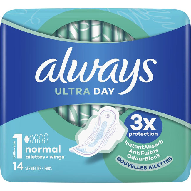 Immer - Ultra -Day -Sanitär -Serviettennormale, Packung von 14 Teilen