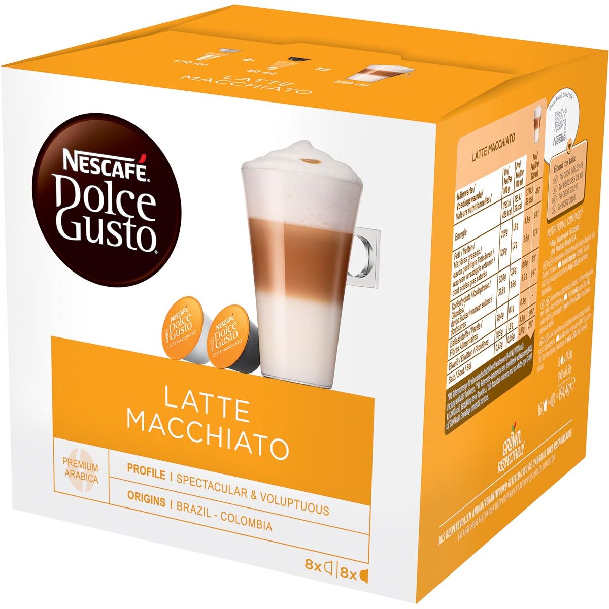 Nescafé - Nescafé Kaffeekapseln, Latte Macchiato, Packung mit 16 Teilen