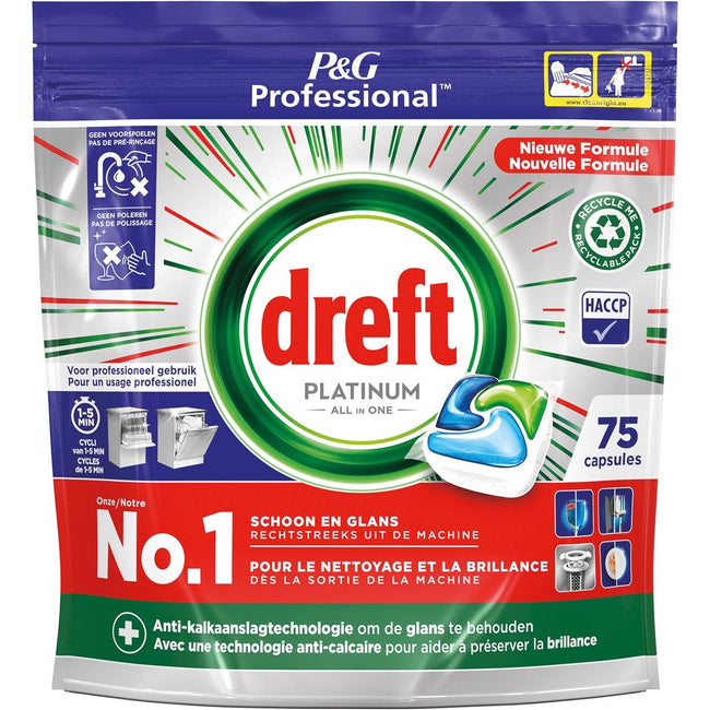 Dreft - Tablettes pour lave-vaisselle Platinum Regular, paquet de 75 capsules