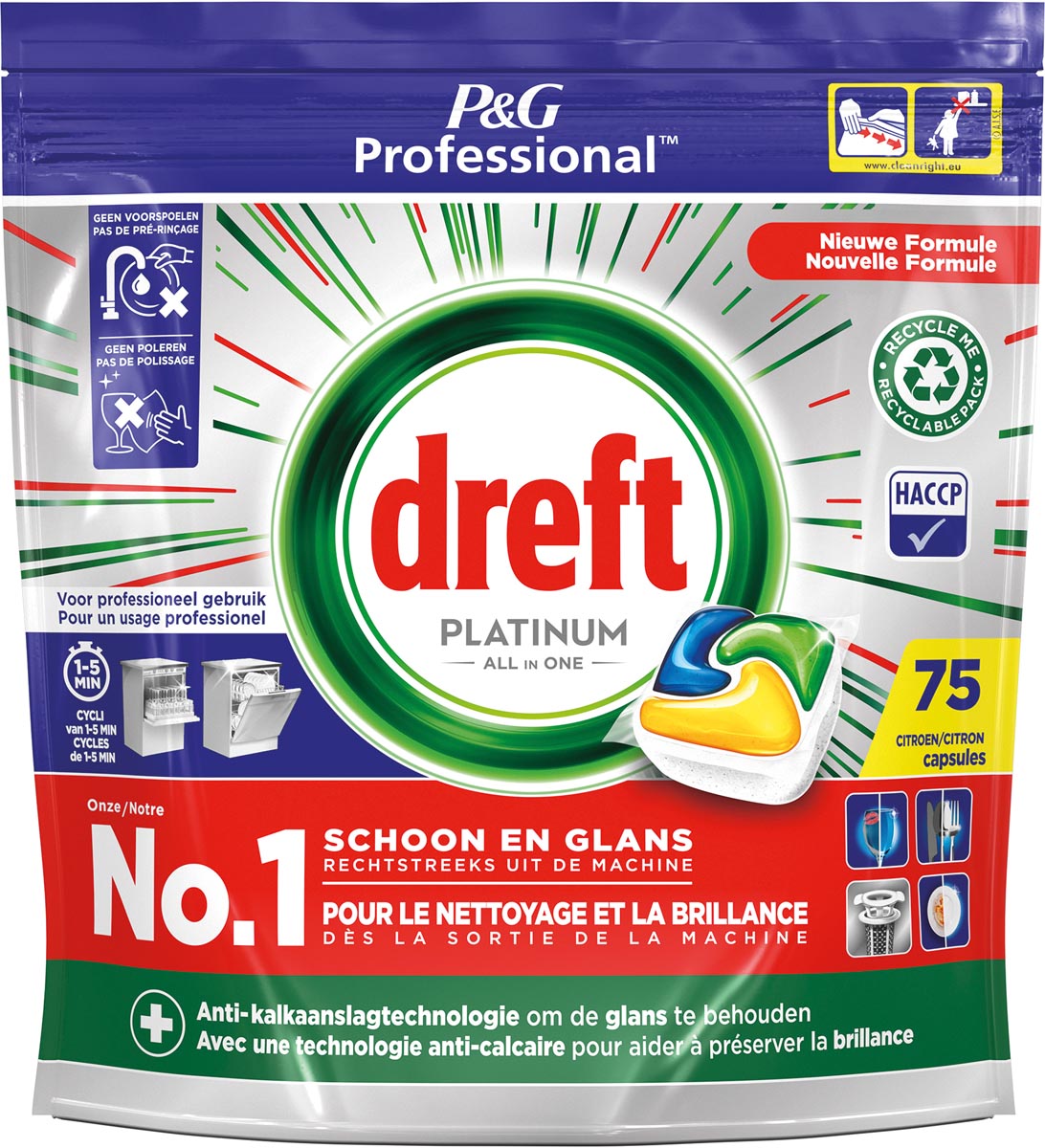 Dreft - vaatwasmiddel Platinum Lemon, 75 capsules