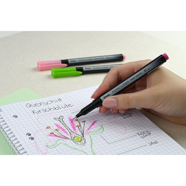 Pentel -  Fineliner  pointliner s40-a fijn zwart | 12 stuks