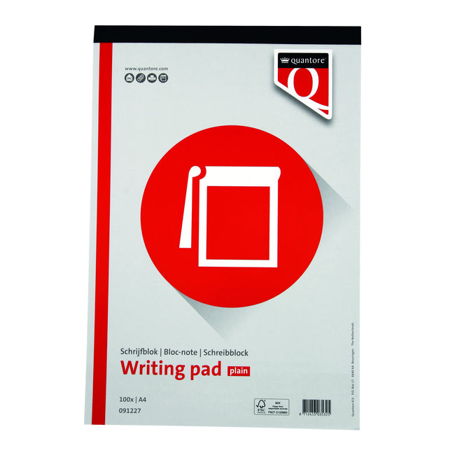 Quantore - Writing pad A4 blank 100 sheets 60gr