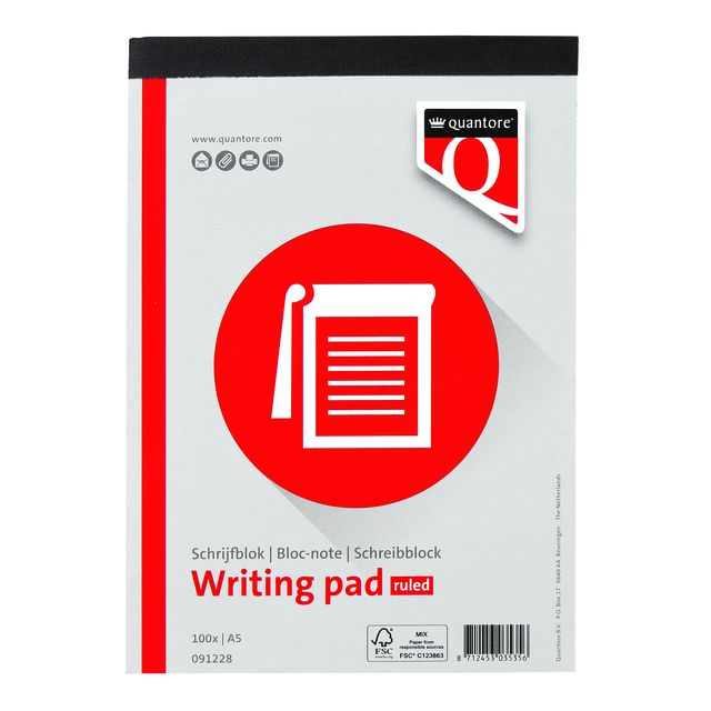Quantore -  Schrijfblok A5 lijn 100vel 60gr