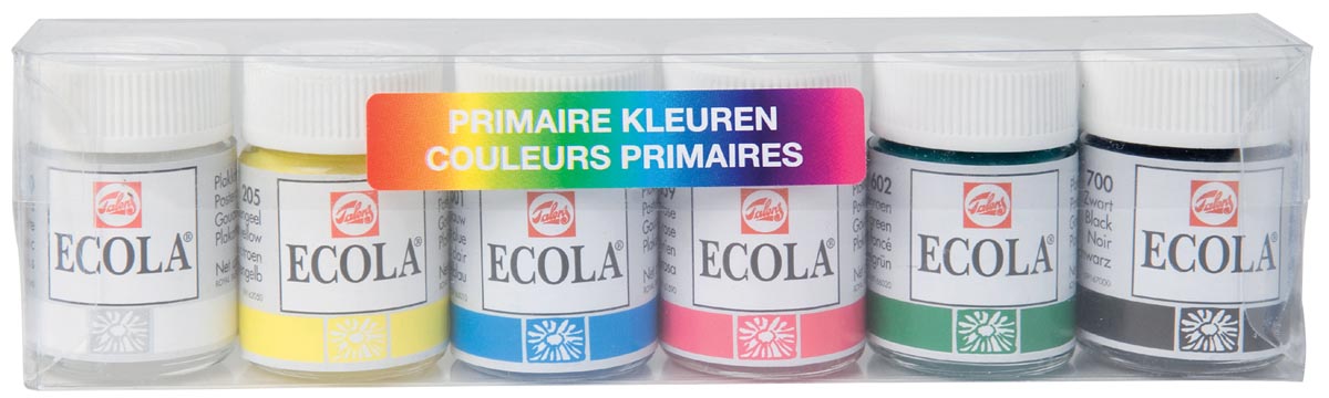 Talens - Pot de gouache Ecola de 16 ml, coffret de 6 pots de couleurs assorties