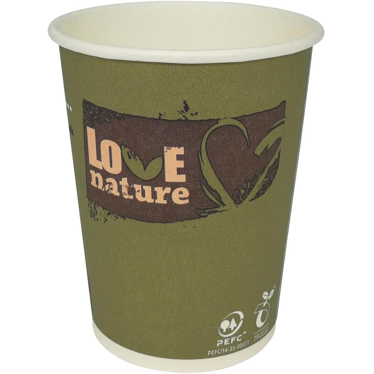 Klika - Vaso de cartón Love Nature, 200 ml, paquete de 50 unidades