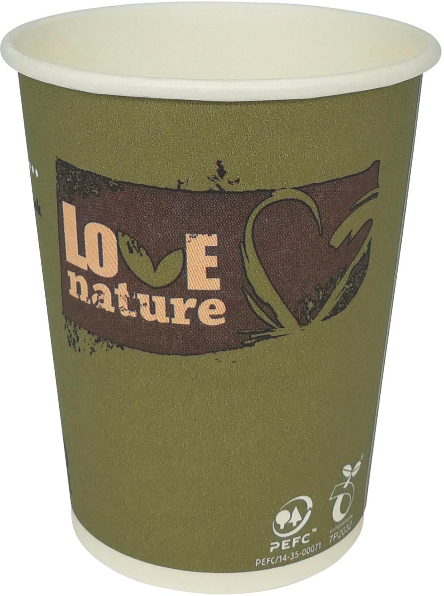 Sans marque - tasse de boire de Carton Love Nature, 200 ml, paquet de 50 pièces