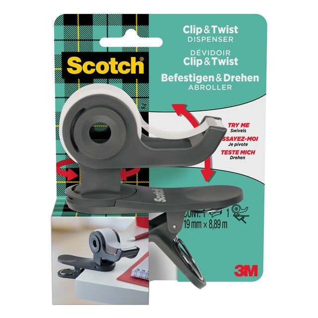 Scotch - Clip de distributeur + 1rol 19x8.89m Magic E | 1 pièce