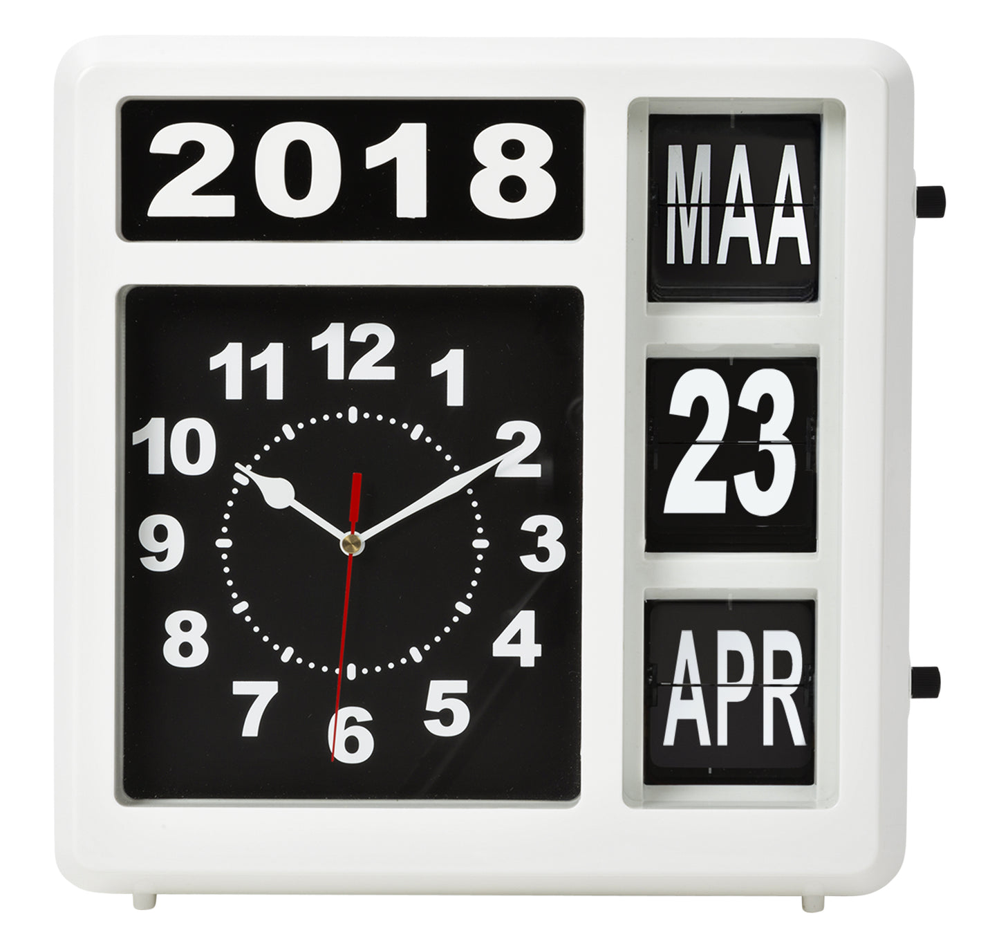 Perel -  Wandklok  flipover 31cm zwart wit