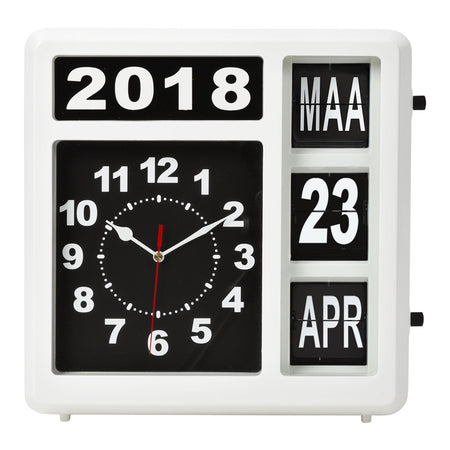Perel -  Wandklok  flipover 31cm zwart wit