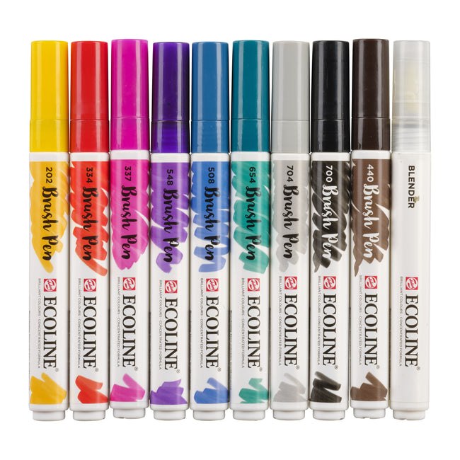 Talens - Brushpen Ecoline set da 10 scritte a mano | 3 pezzi