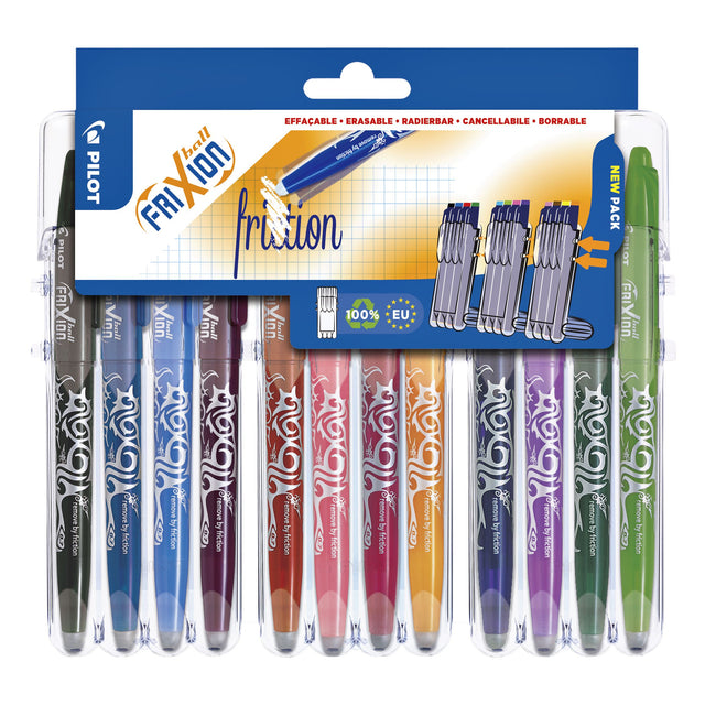 Pilot - Penna roller friXion media Set2Go assortito da 12 pezzi