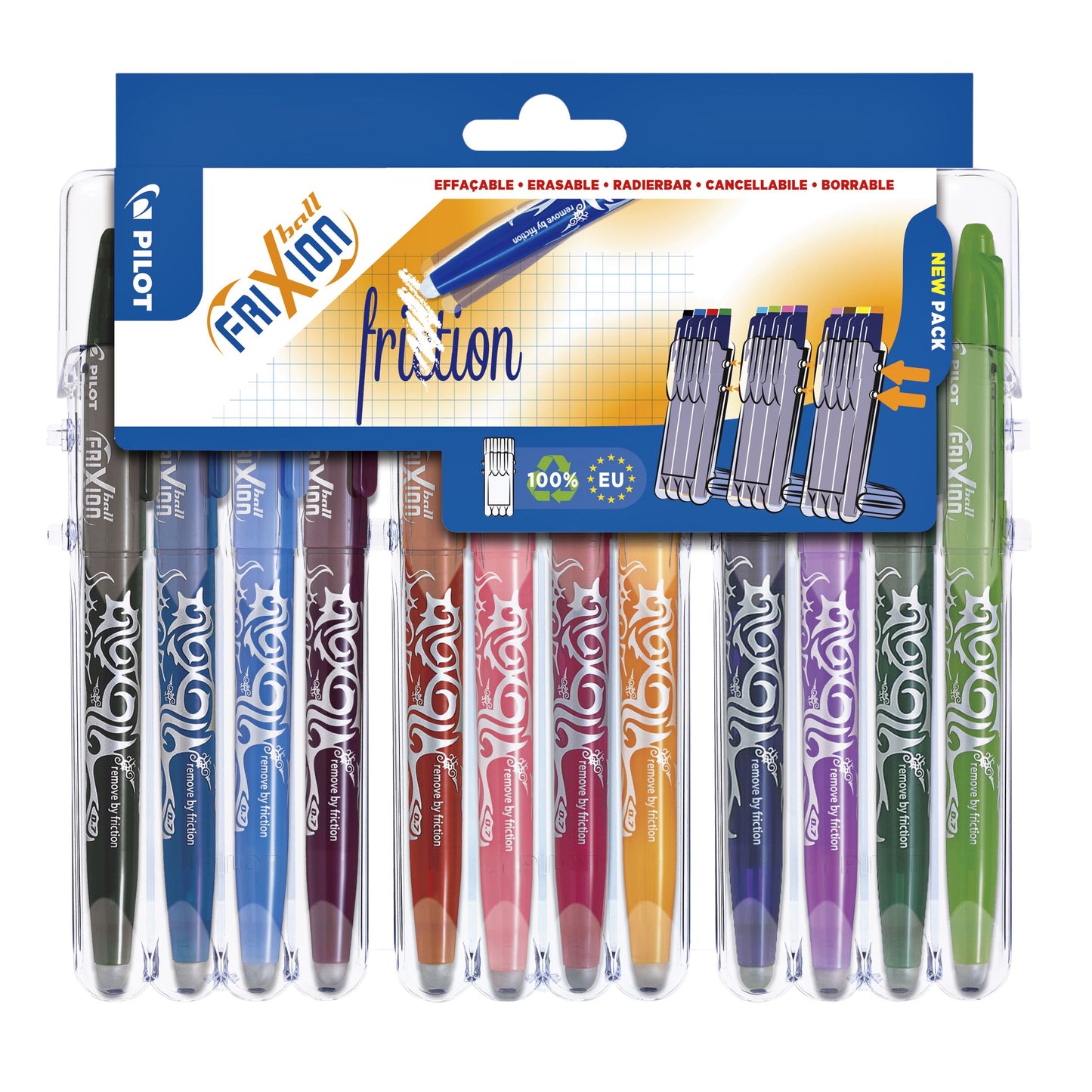 Pilot - Rollerball pen friXion medium assorted Set2Go of 12 pieces
