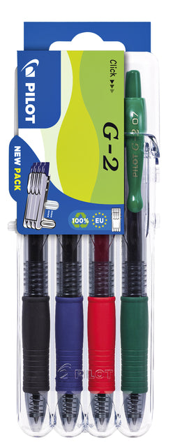 Pilot - Gelschrijver Set2Go Clicker BL-G2-7 0.4mm set à 4 stuks basis ass