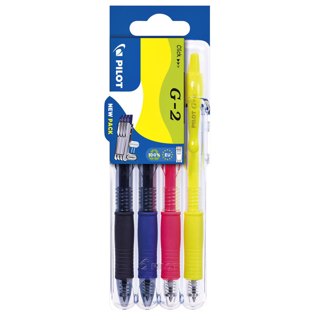 Pilot -  Gelschrijver clicker medium neon assorti Set2Go à 4 stuks