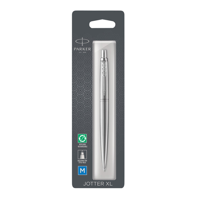 Parker - Bolígrafo Jotter XL Monocromo acero inoxidable M blister de 1 pieza