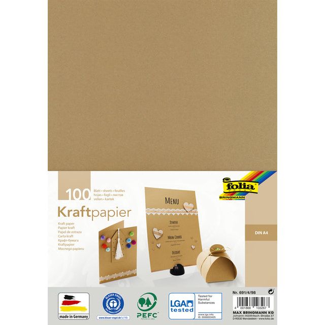 Folia Paper - Kraftpapier Folia A4 120gr 100 Blatt | Pack von 100 Blättern