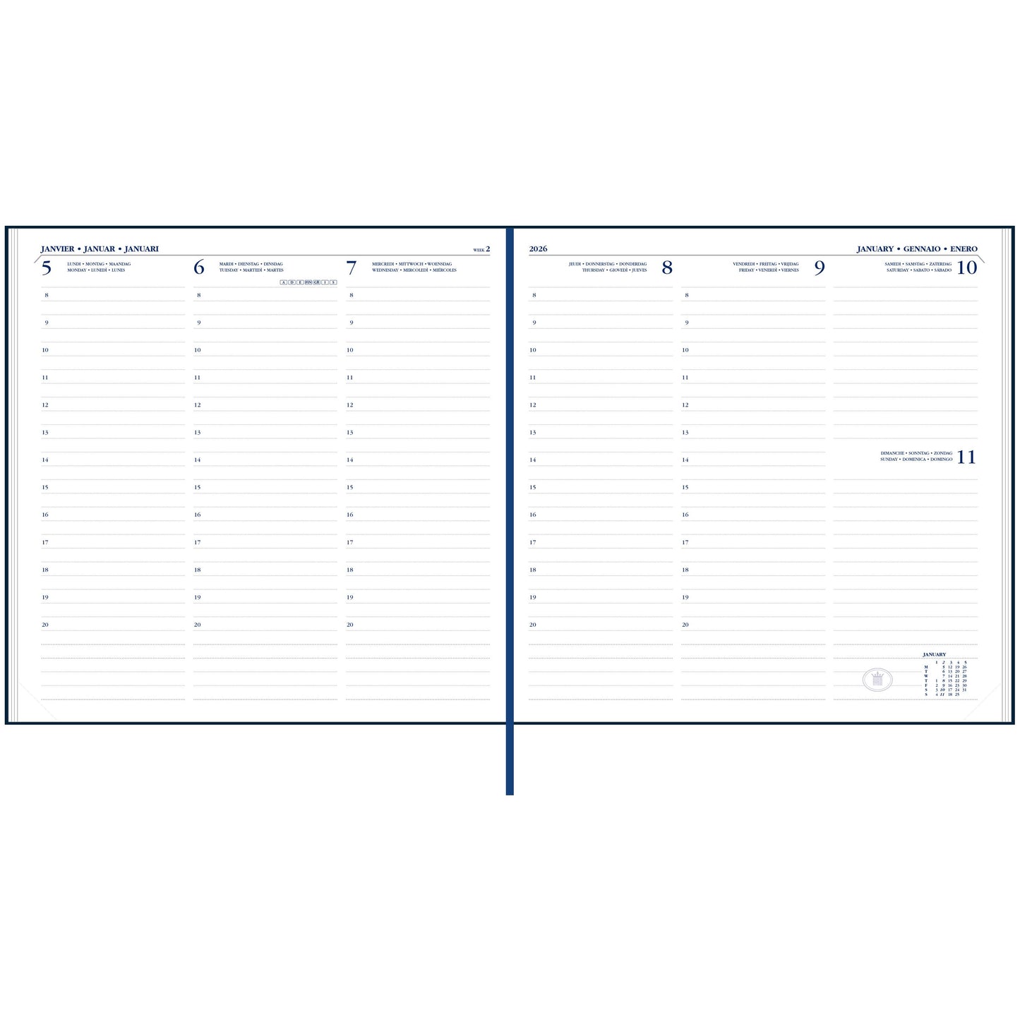 Ryam - Agenda 2026 square 7 days/2 pages black