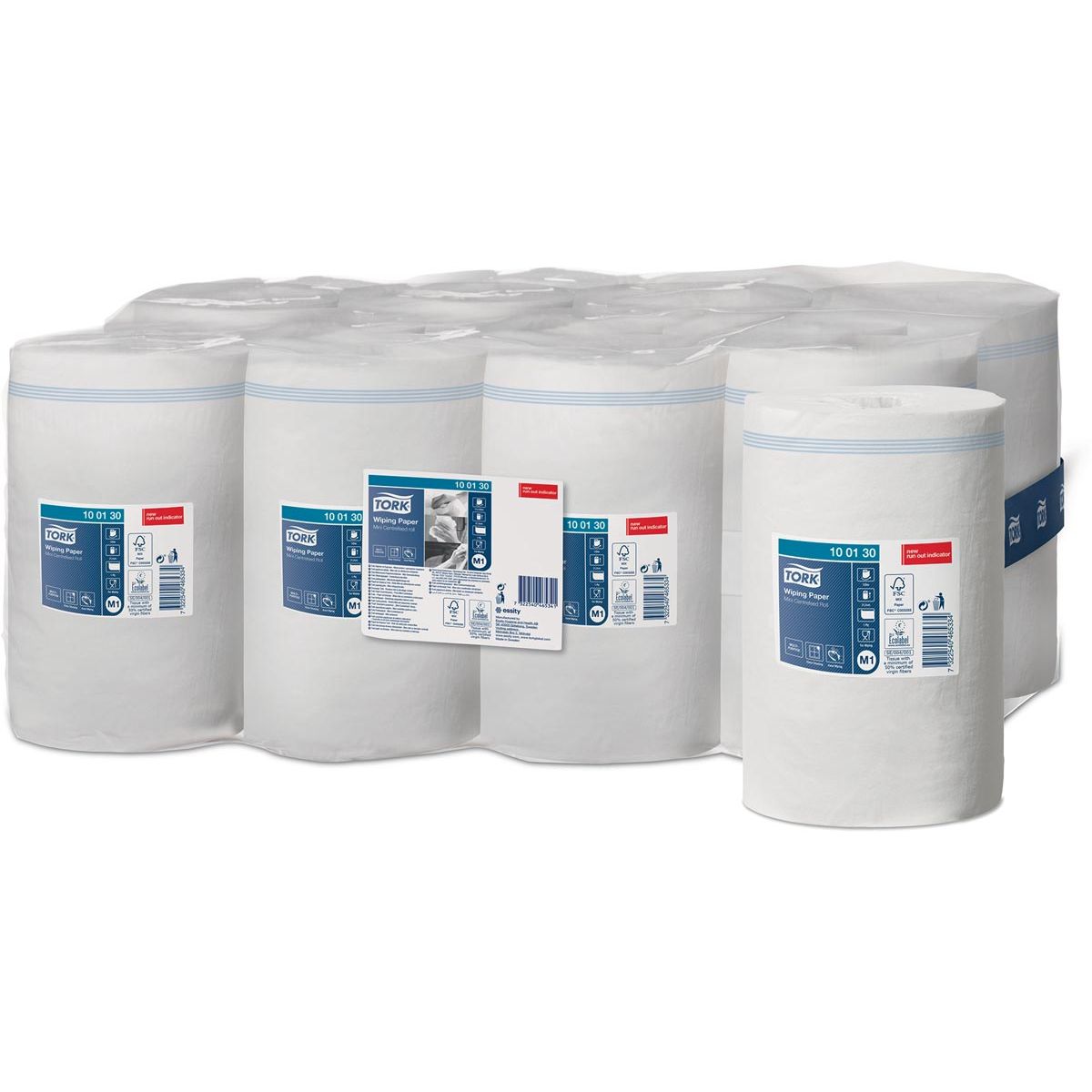 Tork - Papier de nettoyage Mini Centerfeed, 1 couche, système M1, paquet de 11 rouleaux