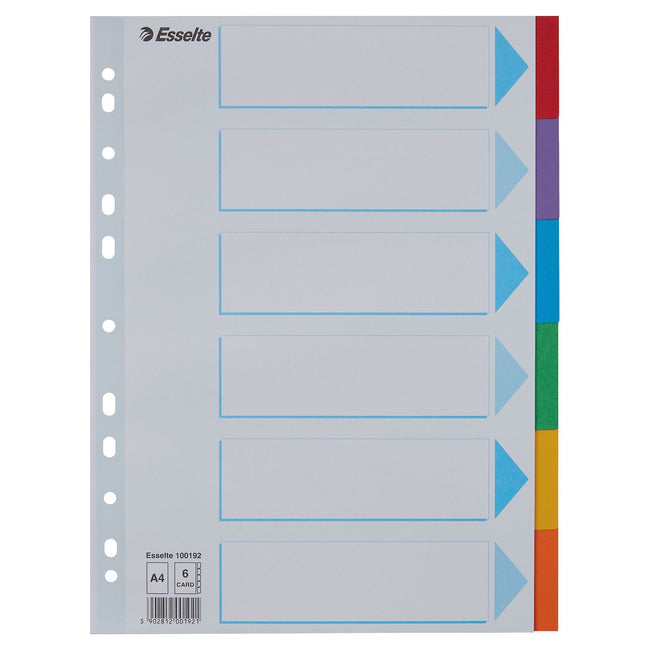 Esselte - Tabs Standard A4 cartón de 6 piezas 11 anillas con portada surtida | 20 piezas