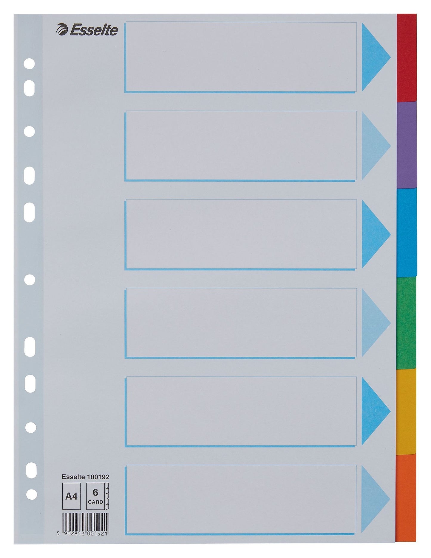 Esselte - Tabs Standard A4 6-piece cardboard 11-ring with assorted cover page | 20 pieces