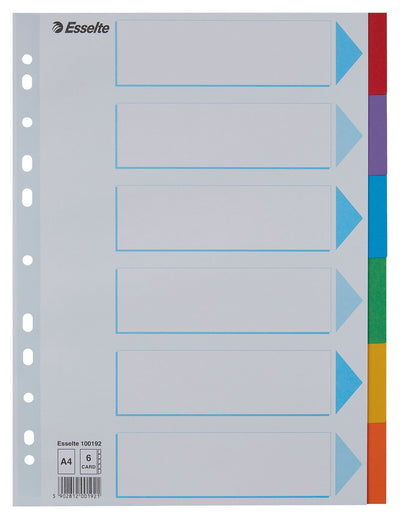 Esselte - Tabs Standard A4 6-piece cardboard 11-ring with assorted cover page | 20 pieces