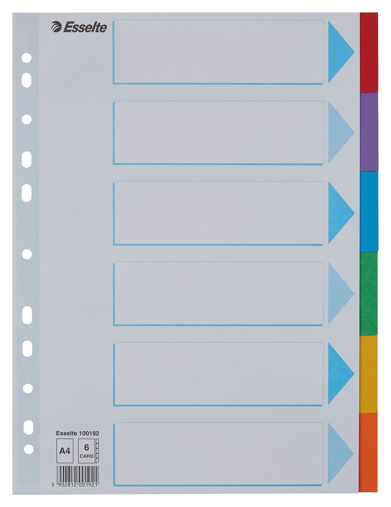 Esselte - Tabs Standard A4 6-piece cardboard 11-ring with assorted cover page | 20 pieces
