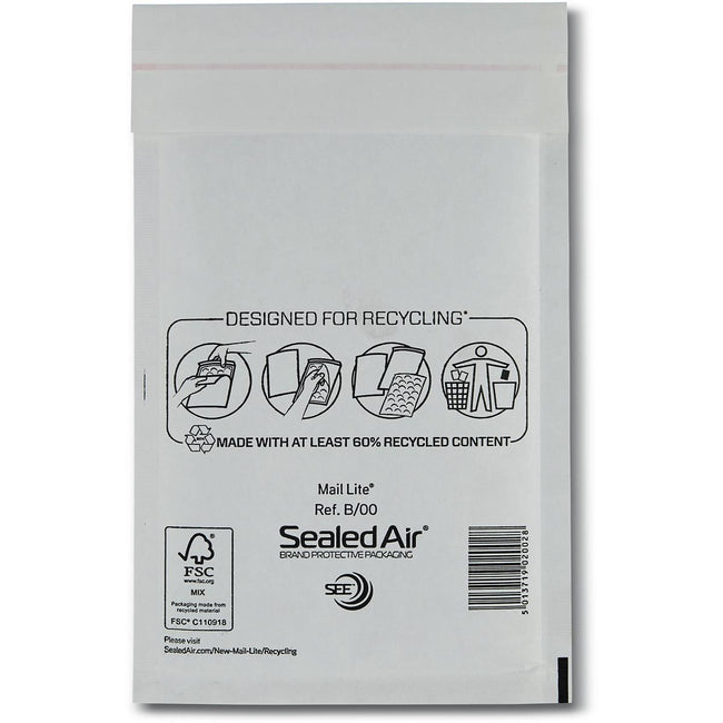 Mail Lite -   luchtkussenenveloppen, wit, B/00, 120 x 210 mm, doos van 200 stuks