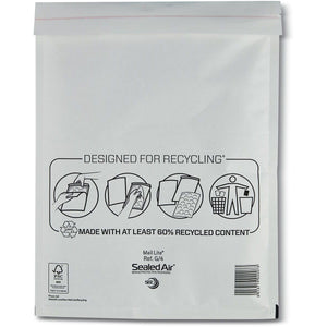 Mail Lite -   luchtkussenenveloppen, wit, G/4, 230 x 330 mm, doos van 100 stuks