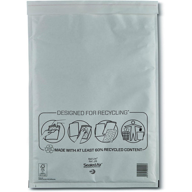 Mail Lite -   luchtkussenenveloppen, wit, J/6, 300 x 440 mm, doos van 100 stuks